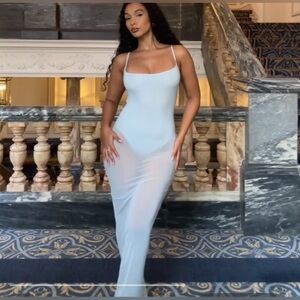 SKIMS Light Blue Maxi Slip Dress